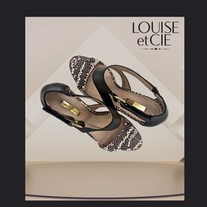Louise et Cie Rocco Leather Espadrille Wedge Sandals Black SnakePrint Sz. 8.5M